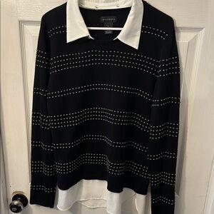 Black and White Sweater with Collar